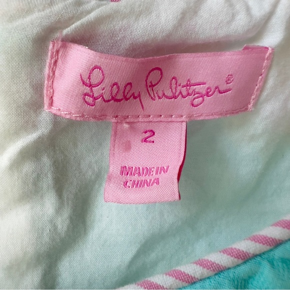 Lilly Pulitzer Nina Tootie Pink Green Scalloped Hem Floral Dress Women's Size 2 - Picture 12 of 13